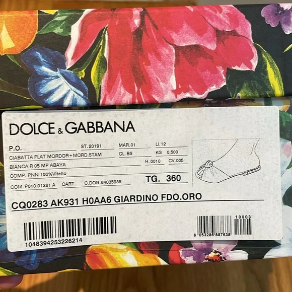 Dolce & Gabbana metallic gold with blue and red flower slides /sandals 36 - Picture 12 of 12